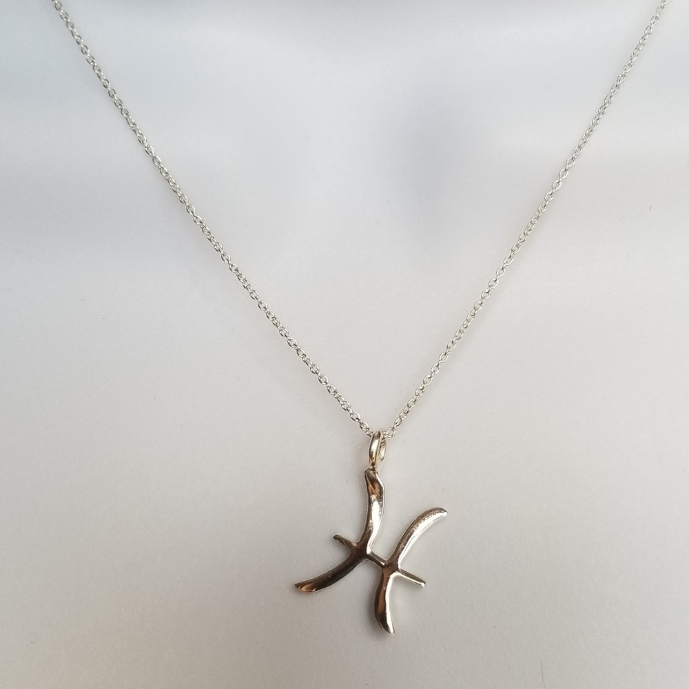 New Delicate 16" Sterling Silver Pisces Necklace